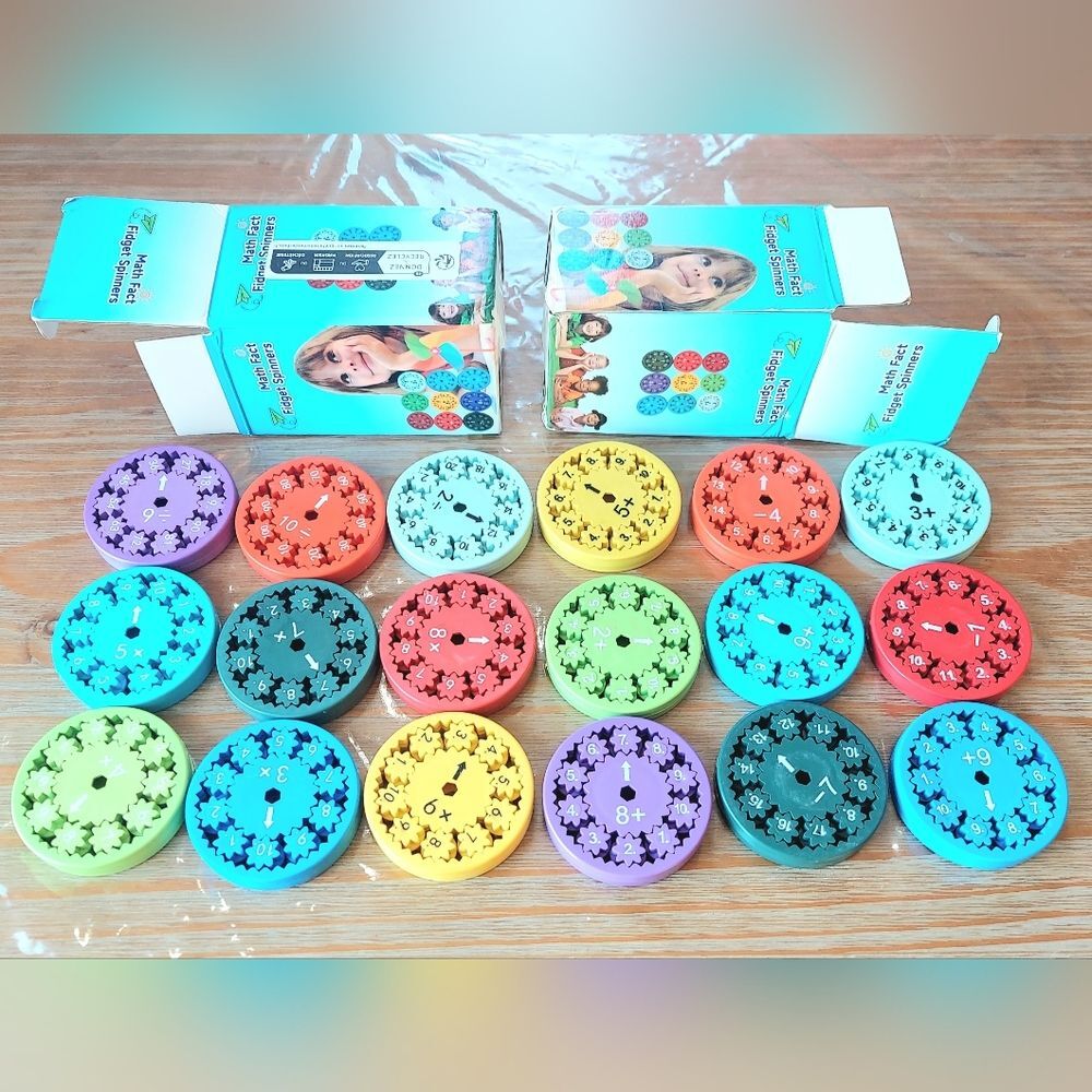 Math Fact Fidget Spinner Set Toy Learning Addition Subtraction Multiply Divide
